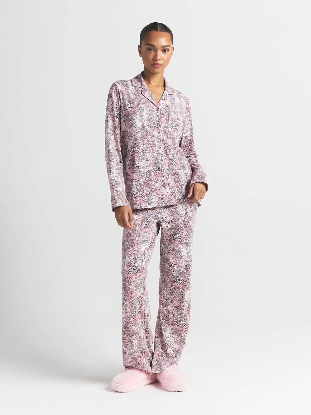 SKIMS Pink Printed Long-Sleeve Pajama Set